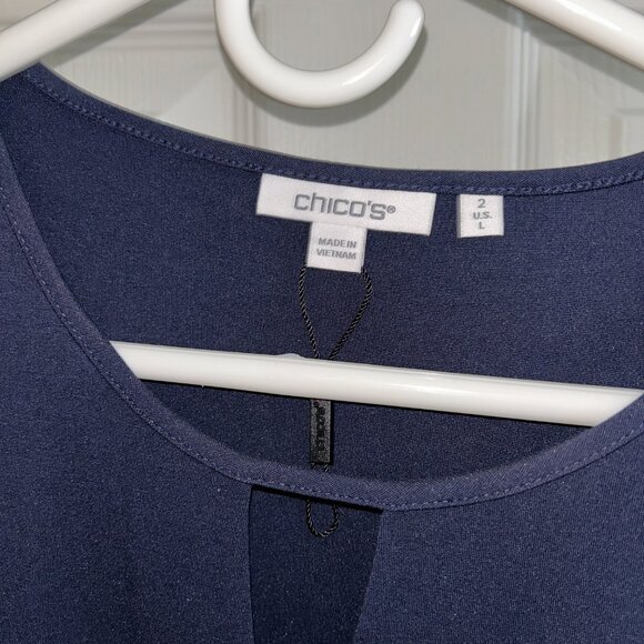 Chico’s Ponte 3D Applique Floral Tunic, Size 2 (Chico's sizes), Navy - Picture 7 of 9